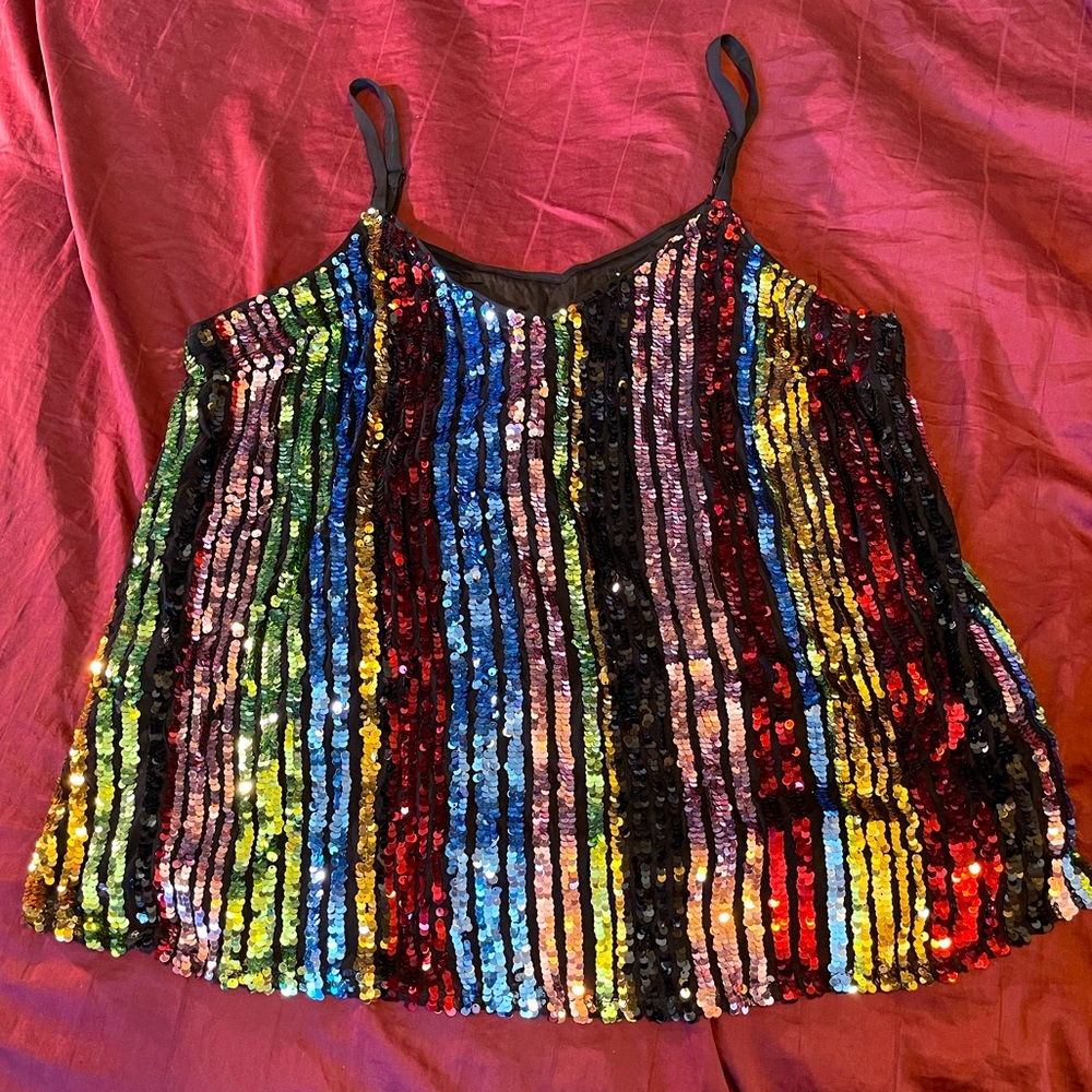 COPY - Colorful Multicolored Sequin top, Size XXL